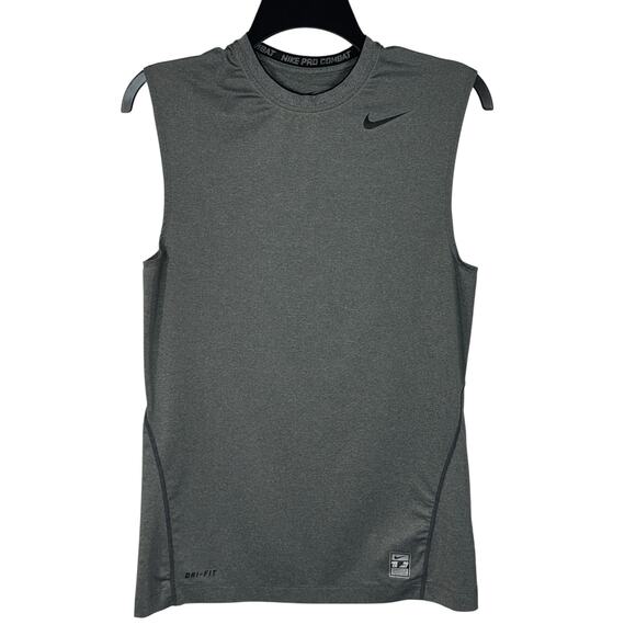 Nike Pro Combat Small Mens Dri-Fit Fitted Tank Top Sleeveless Quick-Dry Gray - Picture 1 of 8